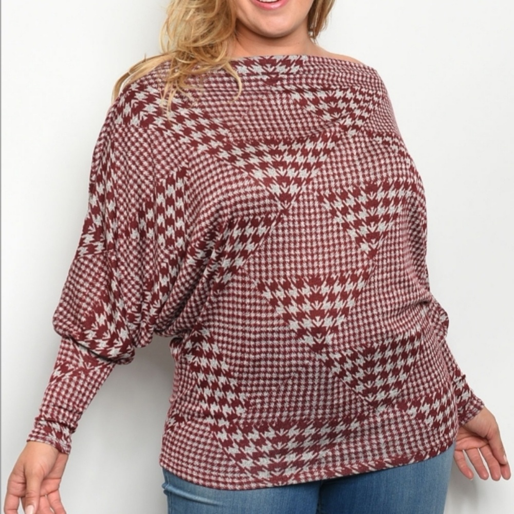 Plus Burgundy/Gray Sweater